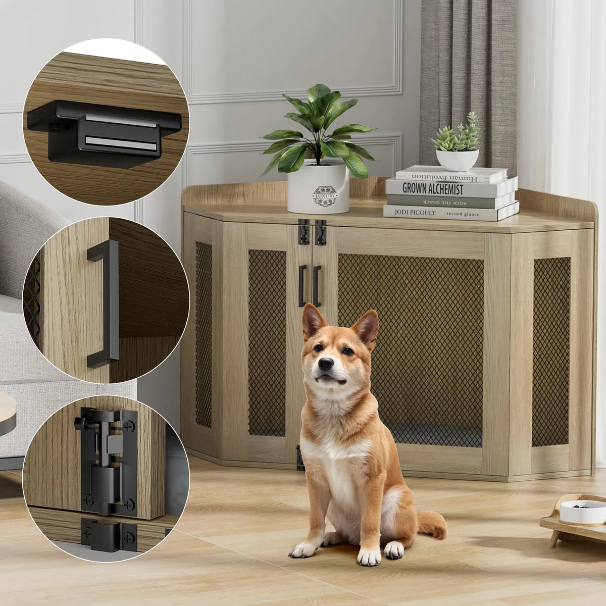 Cage Meuble pour Chien d’Intérieur pour Chien de Petite et Moyenne Taille