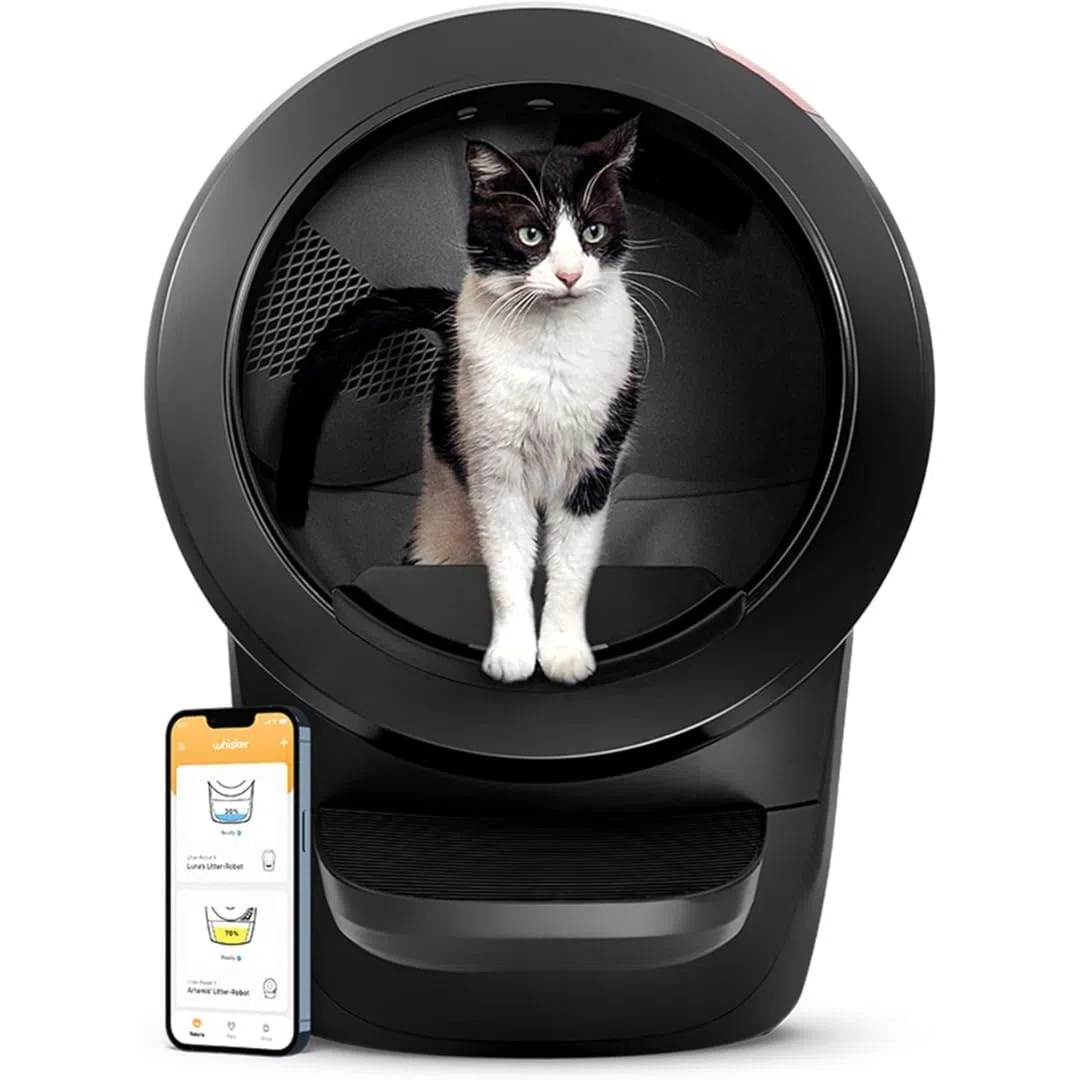 Litter-Robot 4 avec Marche & barrière par Whisker, Noir - la litière Automatique Auto-nettoyante, Aide à réduire Les odeurs de la litière, ne ramassez Plus Les déchets