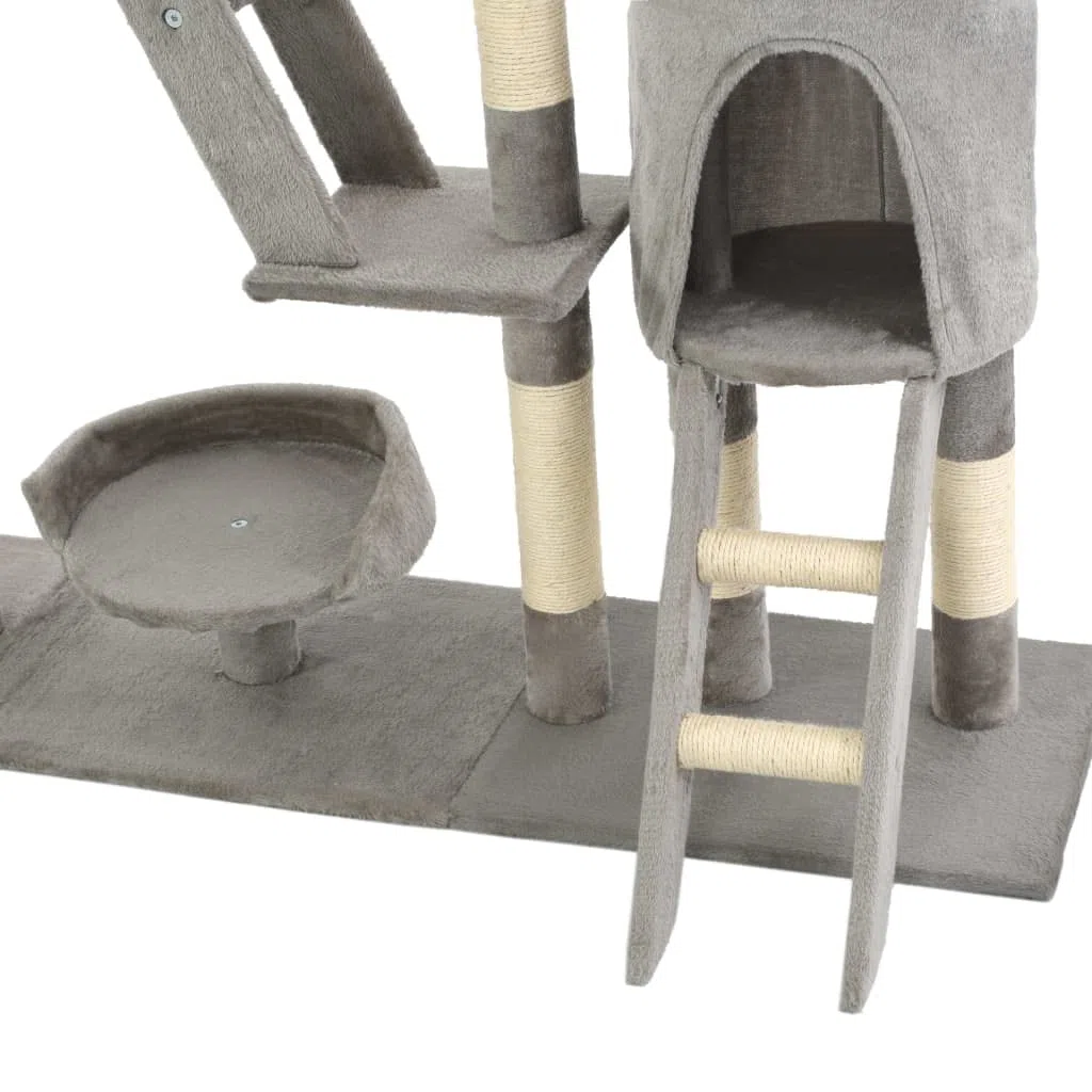 Arbre à chat avec griffoirs en sisal et housse en peluche - Hauteur : 230 à 250 cm - Arbre à grimper à plusieurs étages avec plateformes d'observation, grottes, hamac et meubles à gratter pour