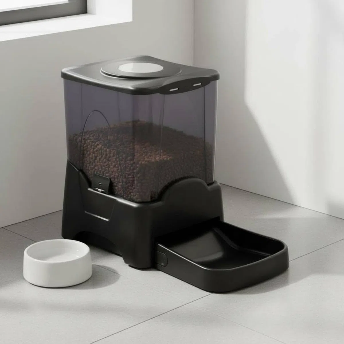 Colcolo Distributeur Automatique Nourrisseur Mangeoire Gamelle .49 L Capteurs Anti-Remplissage 4 Repas Quotidiens Portion 0.5 à 2 Tasse Voix Personnalisée