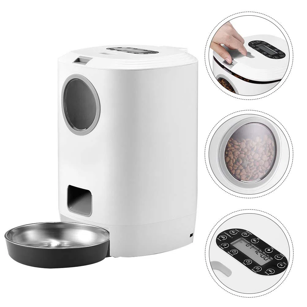 ibasenice Distributeur Automatique De Croquettes pour Chat Et Chien Gamelle pour Animaux Capacité Programmable Jusqu à Repas par Jour