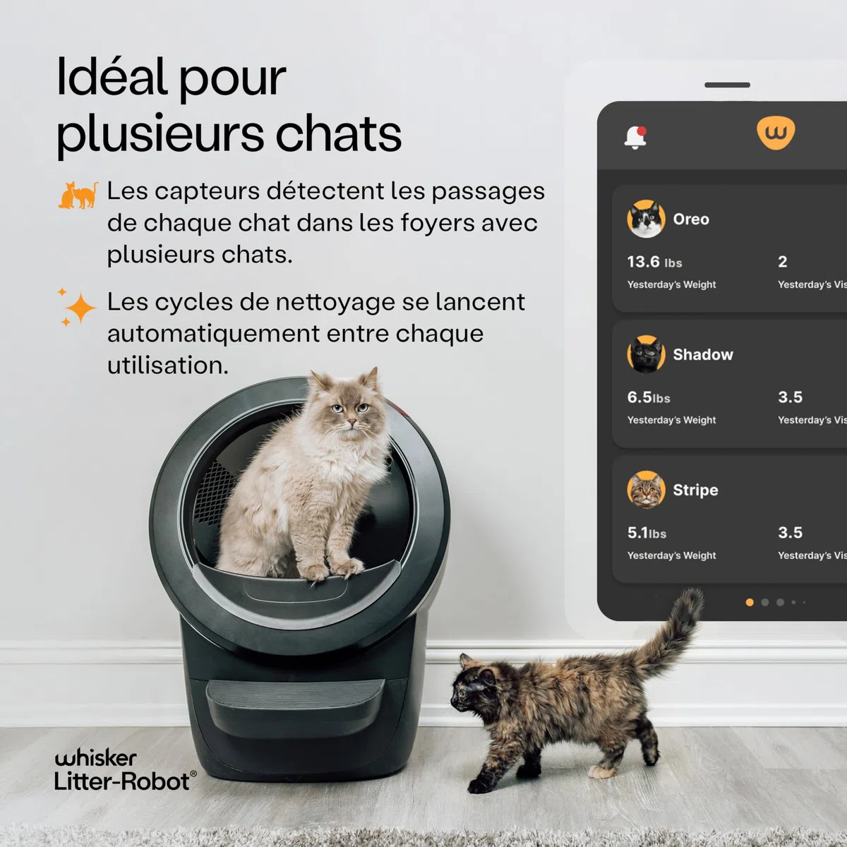 Litter-Robot 4 avec Marche & barrière par Whisker, Noir - la litière Automatique Auto-nettoyante, Aide à réduire Les odeurs de la litière, ne ramassez Plus Les déchets