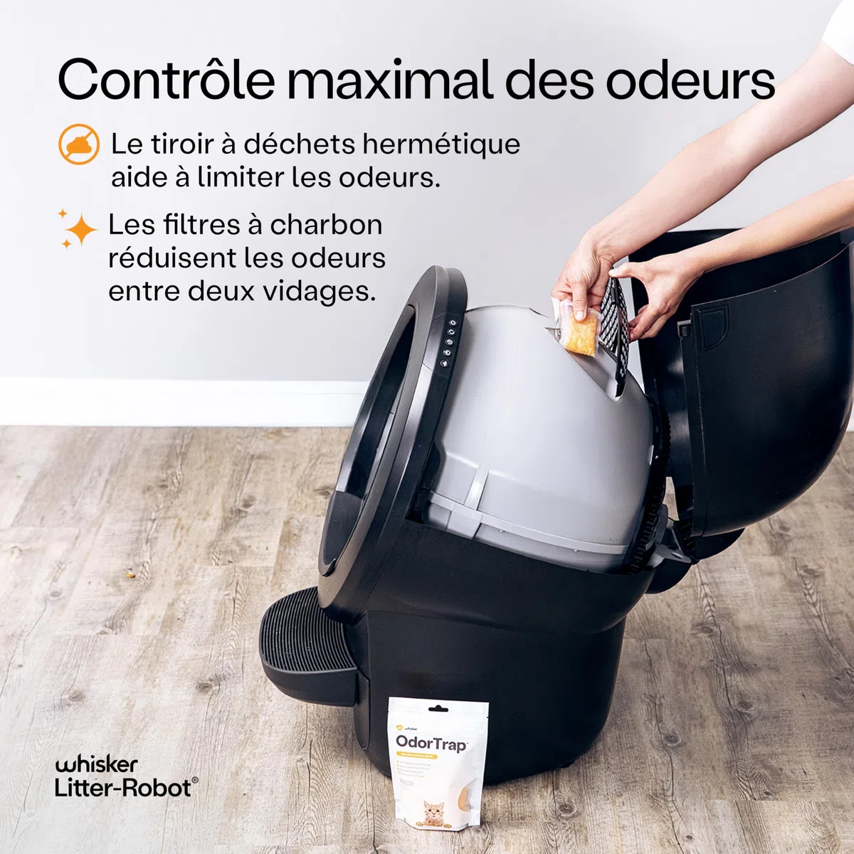 Litter-Robot 4 avec Marche & barrière par Whisker, Noir - la litière Automatique Auto-nettoyante, Aide à réduire Les odeurs de la litière, ne ramassez Plus Les déchets