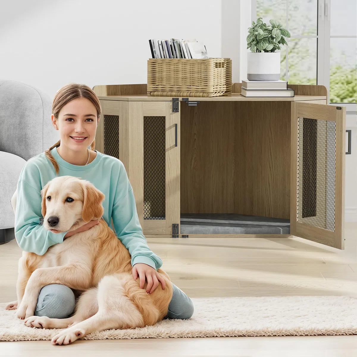 Cage Meuble pour Chien d’Intérieur pour Chien de Petite et Moyenne Taille