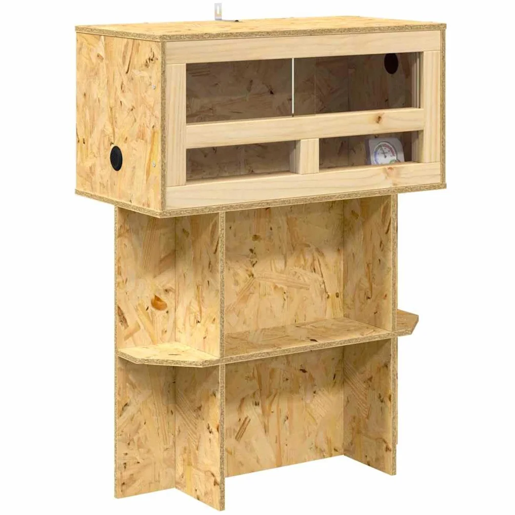 Terrarium en OSB et verre 60 x 30 x 80 cm pour reptiles et amphibiens, terrarium en bois avec porte coulissante, enclos résistant aux intempéries