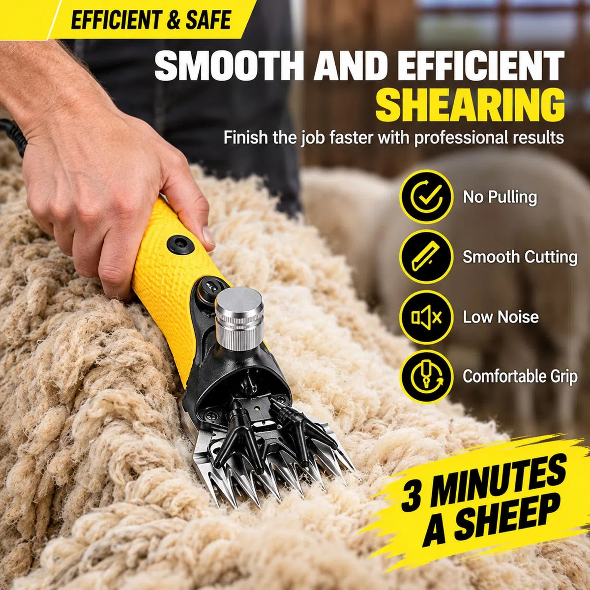 36V Tondeuse Robuste pour Moutons avec Étui de Transport
