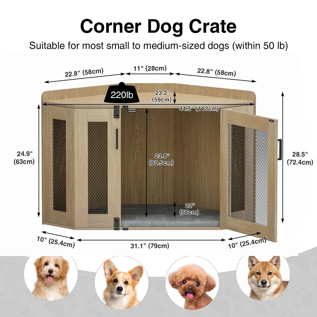 Cage Meuble pour Chien d’Intérieur pour Chien de Petite et Moyenne Taille