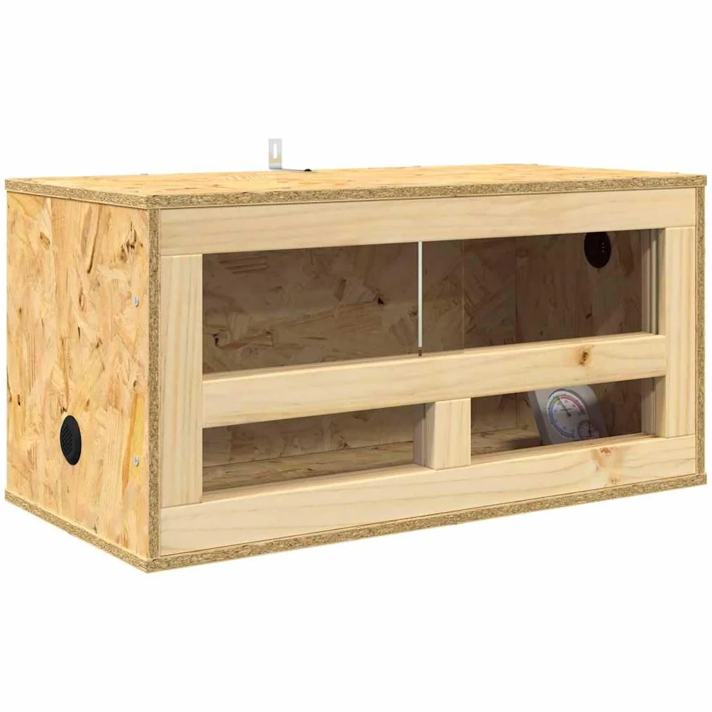 Terrarium en OSB et verre 60 x 30 x 80 cm pour reptiles et amphibiens, terrarium en bois avec porte coulissante, enclos résistant aux intempéries
