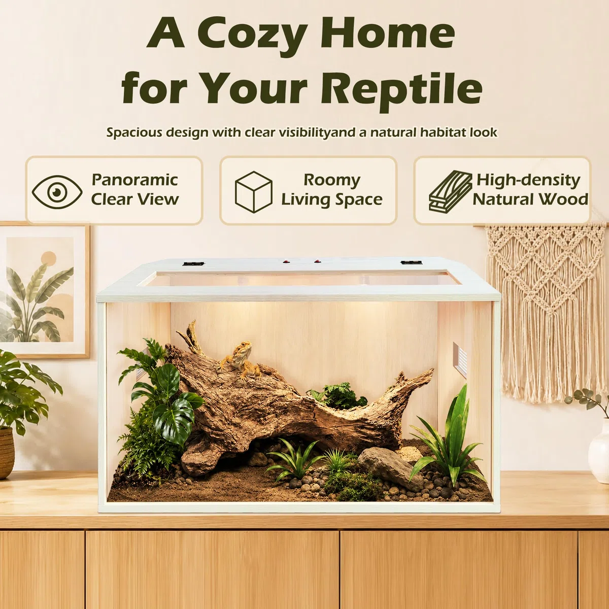 Prolee Terrarium pour Reptiles jusqu'à 21 gallons - Réservoir de lézard avec Porte de Toit, réservoir de Serpent avec Lampe intégrée et Interrupteur - 61 cm x 40,6 cm x 40,6 cm