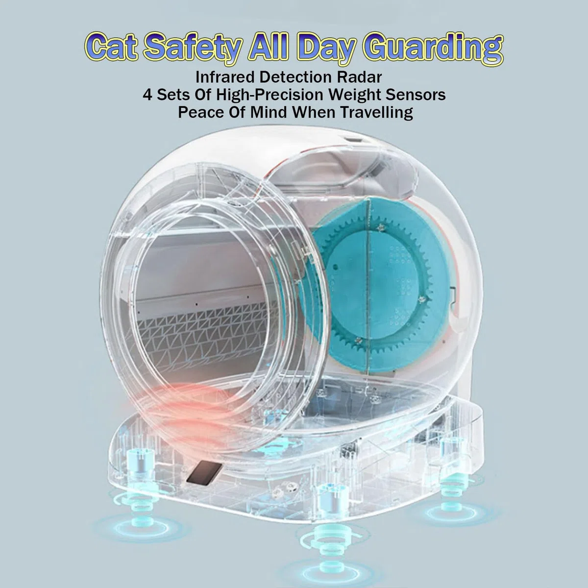 RayGenius Bac à LitièRe pour Chat, Bac à LitièRe Autonettoyant pour Chat avec ArrêT des Odeurs à La Source/ContrôLe par Application/DéTection De Plusieurs Chats, Capacité Maximale De 65 L,Green