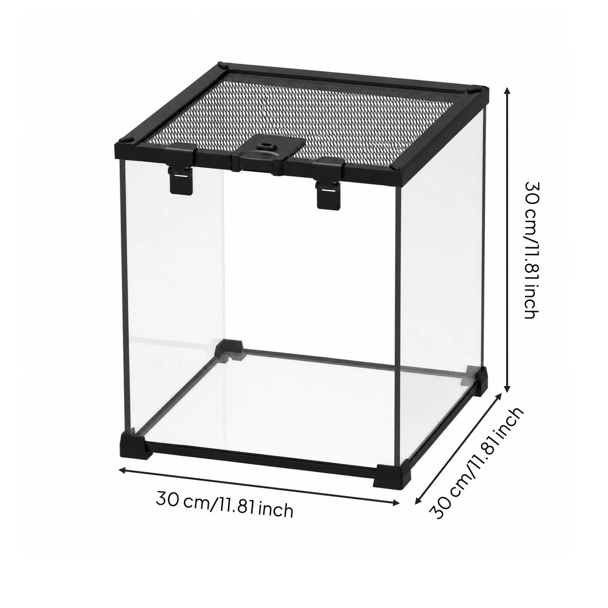 Terrarium en Sécurisé Vivariums en Verre Habitat pr Propriétaires Reptiles, 30x30x30cm