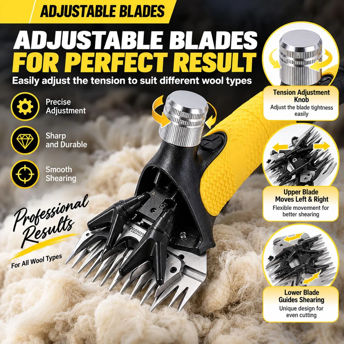 36V Tondeuse Robuste pour Moutons avec Étui de Transport