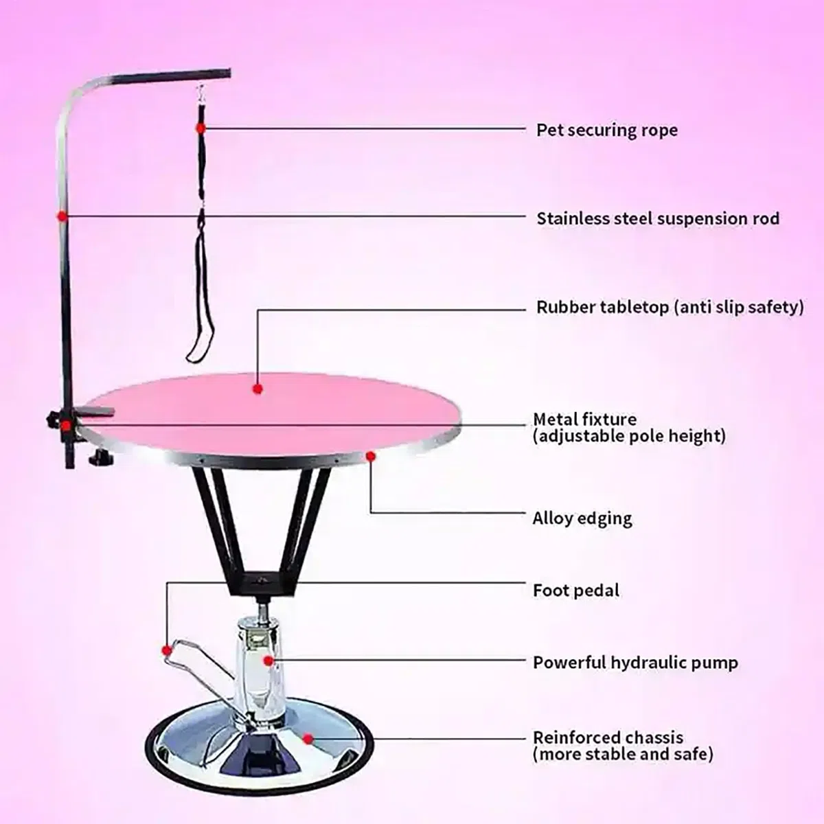 Table de toilettage électrique pour Animaux de Compagnie, Station de Bain pour Animaux de Compagnie avec Plateau en Caoutchouc antidérapant et système hydraulique, Hauteur réglable de 75 à 85 cm/80