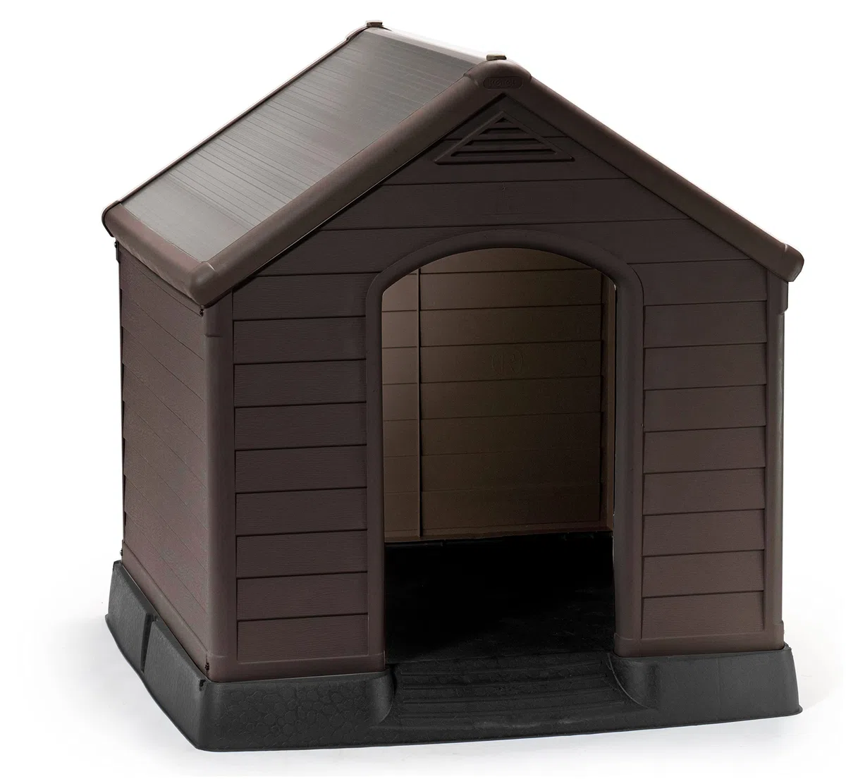 Curver Niche d'extérieur en résine pour Chiens de Grande et Moyenne Taille, Sol élevé, système de Ventilation, 95 x 99 x 99 cm, Marron