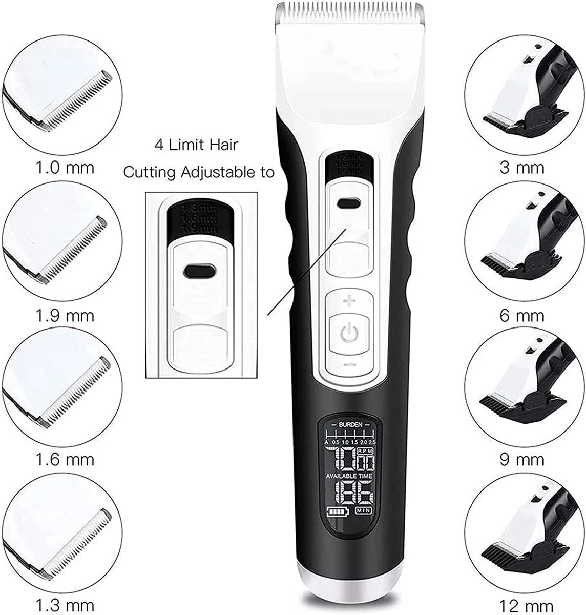 LIIAV Kit de toilettage for chien tondeuses, faible bruit, silencieux électrique, rechargeable, sans fil, poils d'animaux épais manteaux tondeuses ensemble, convient for chiens, chats et autres animau