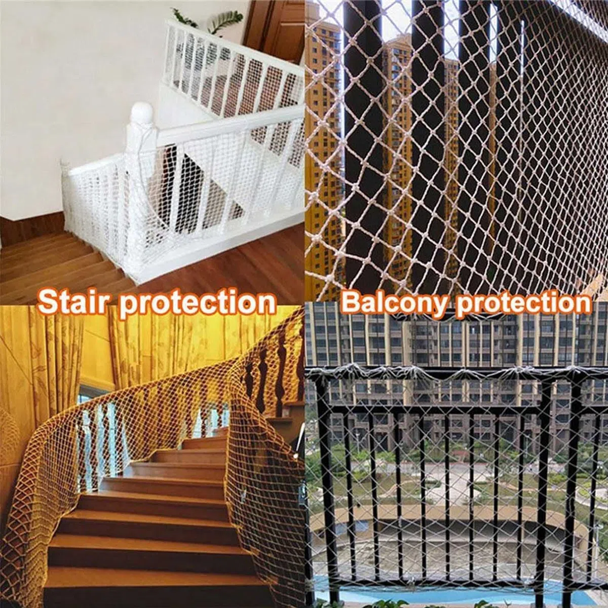 Filet de sécurité en nylon pour balcon et fenêtre Blanc 3 cm Maille 1 x 3 m